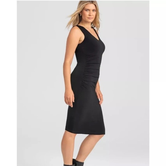 Honeylove Womens Medium InnerPower Sleeveless Dress Black Crepe Knit Slimming - Picture 2 of 8